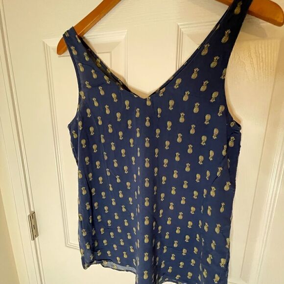 Gap sleeveless Pineapple blouse viscose navy blue medium - Picture 2 of 6
